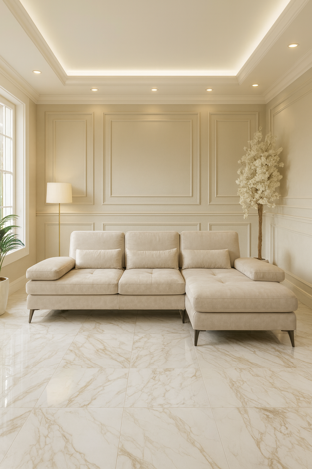 Divano Elena con chaise longue